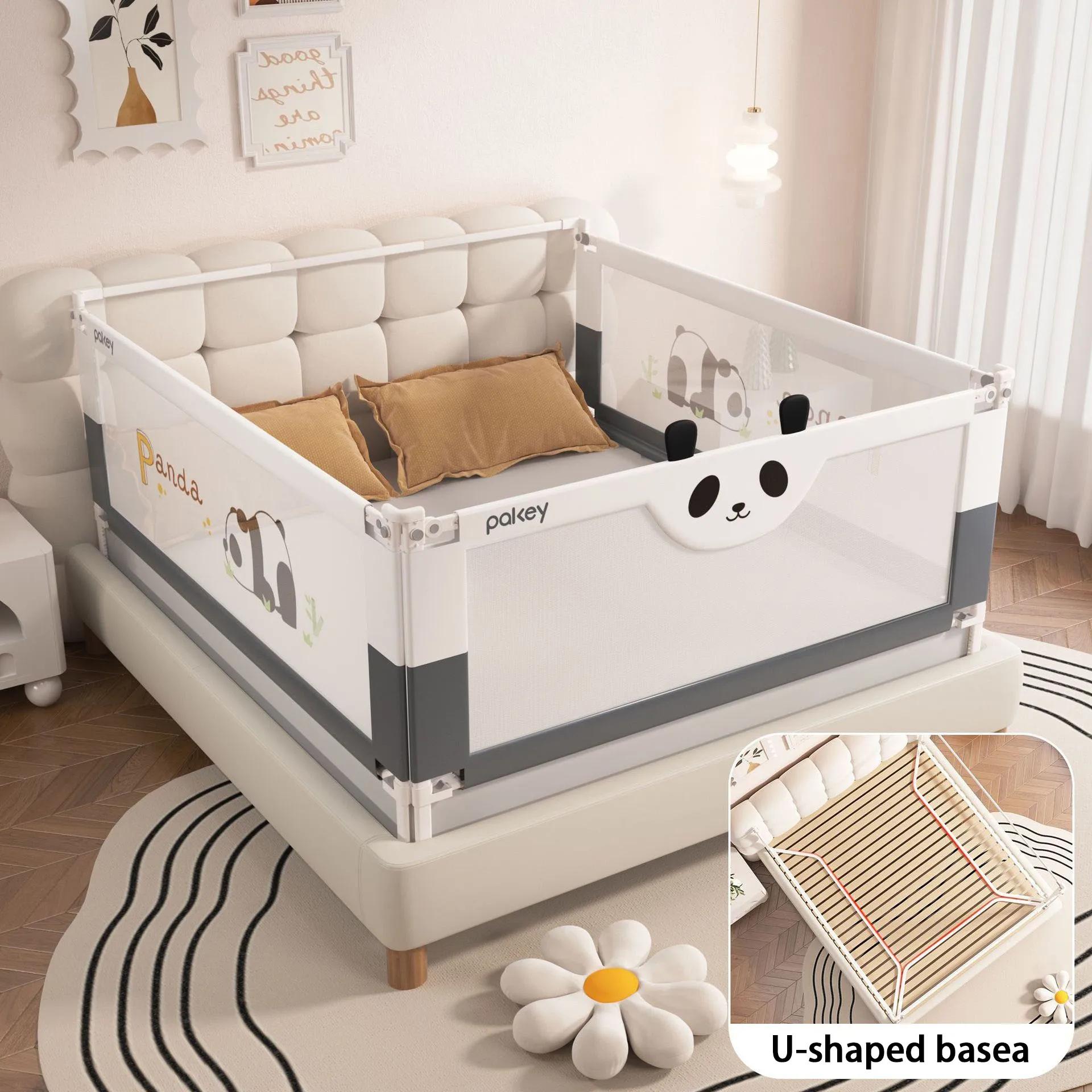 Barrière de sécurité pour lit bébé 3 côtés, barrières de lit et barre de protection avec base en U, 