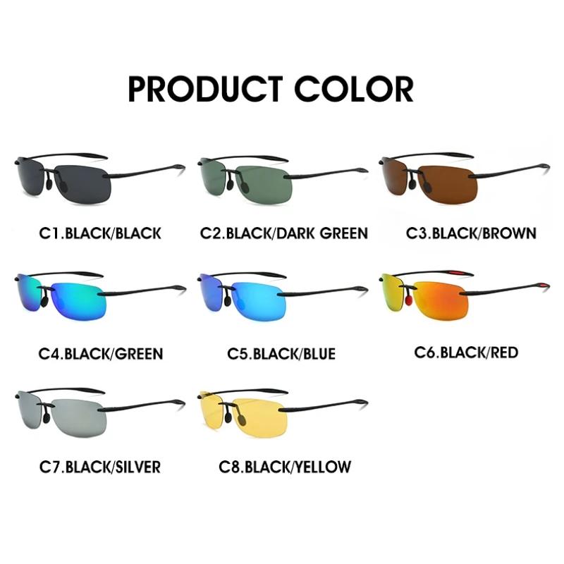 Nouvelles lunettes de soleil polarisées colorées ultra-légères sans cadre pour hommes et femmes maté