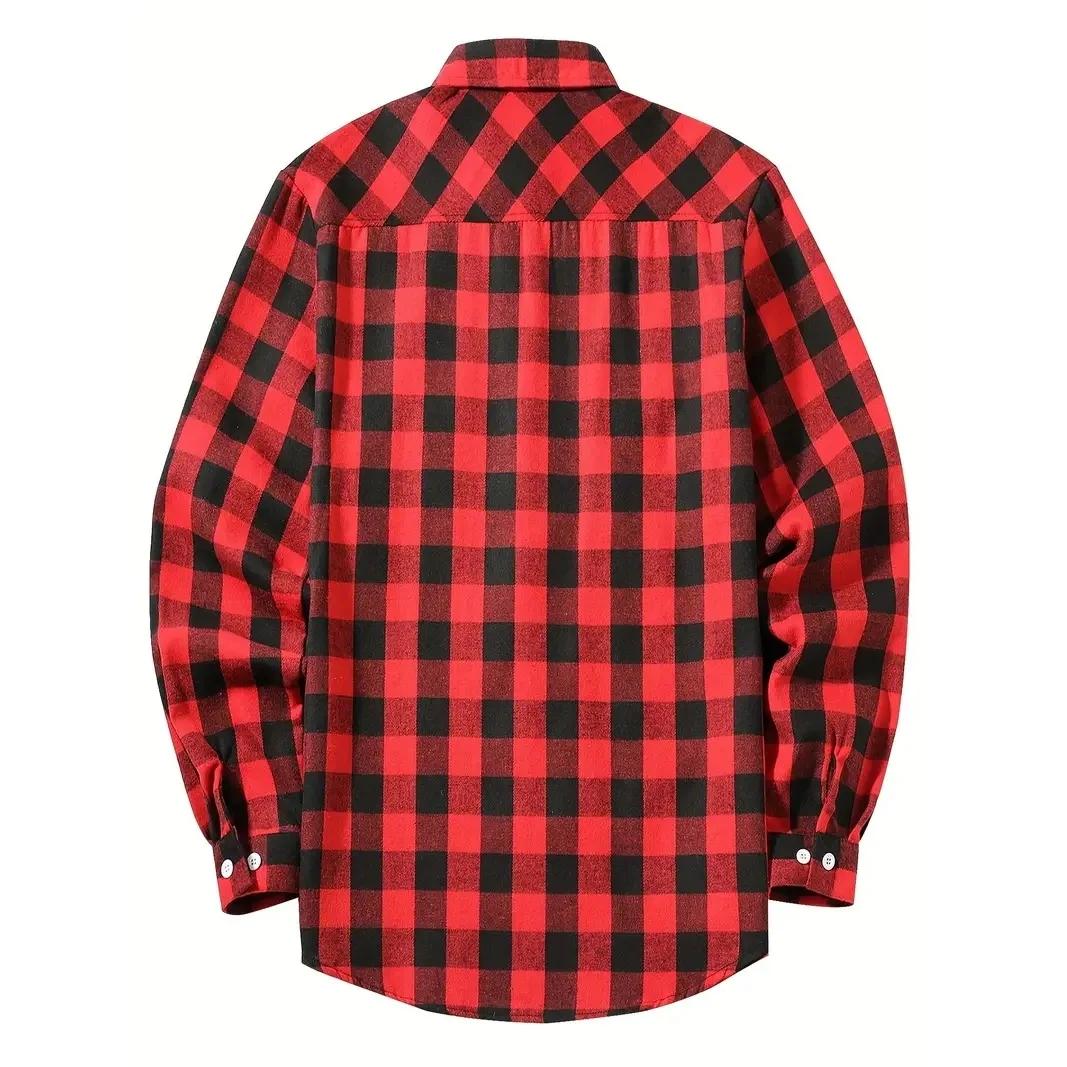 Chemises pour hommes simple boutonnage classique Plaid intelligent décontracté chemise en flanelle à
