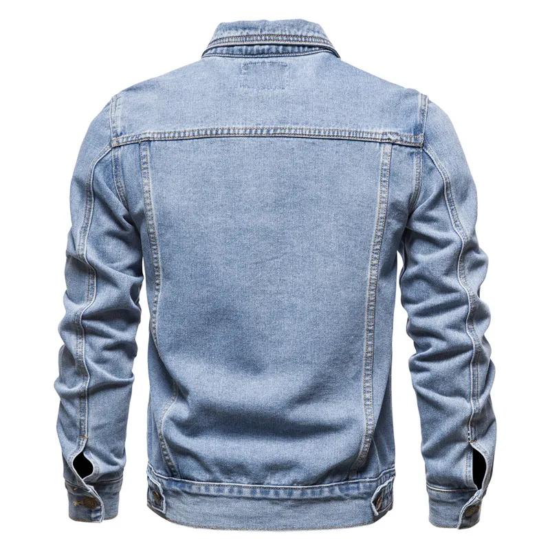 2025 automne Hommes solide Denim vestes mode moto Vintage jean vestes Hommes coupe ajustée coton déc