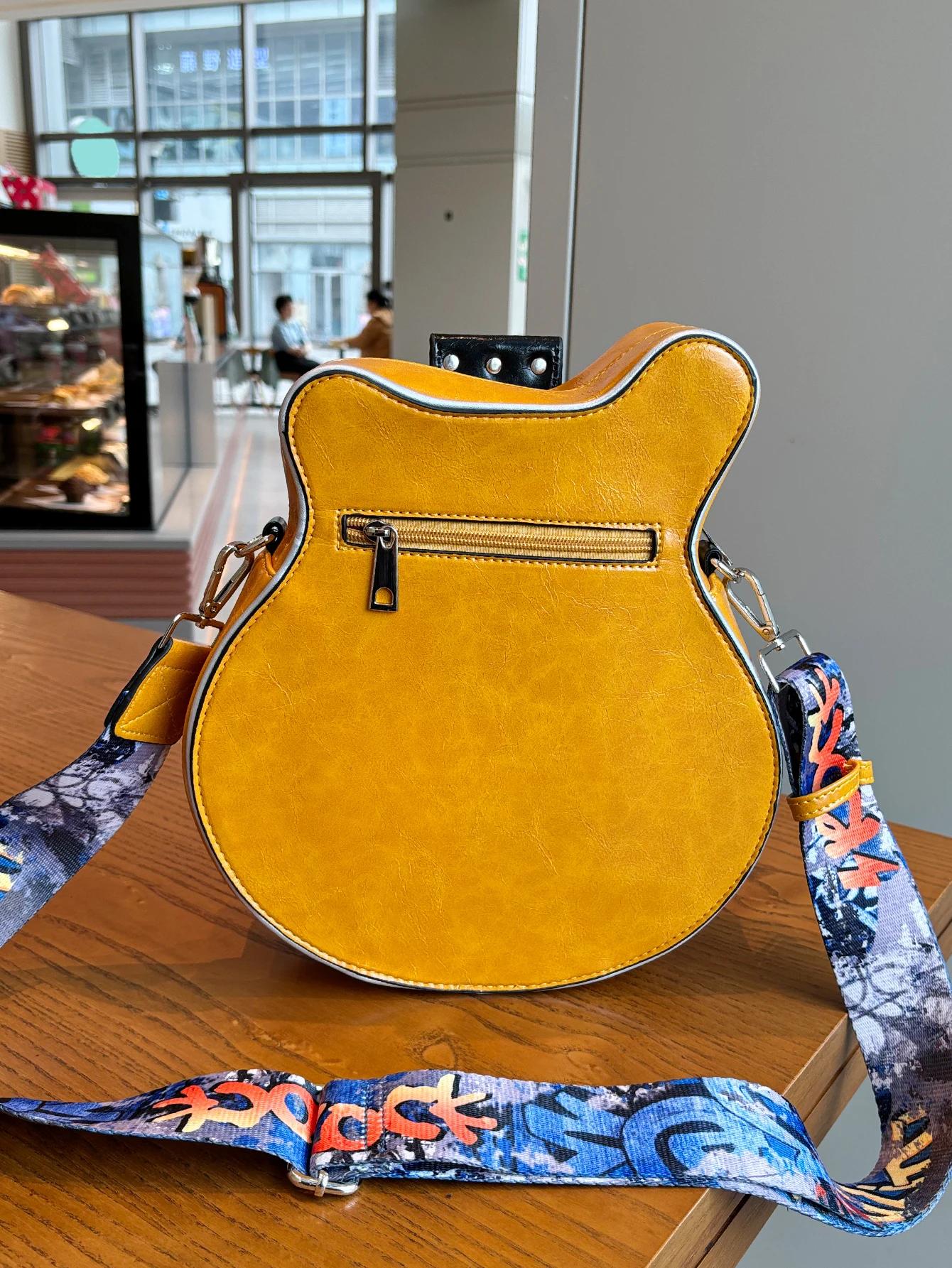 Personnalité créative Y2K fille chaude américaine rétro guitare forme sac basse guitare sac de forme