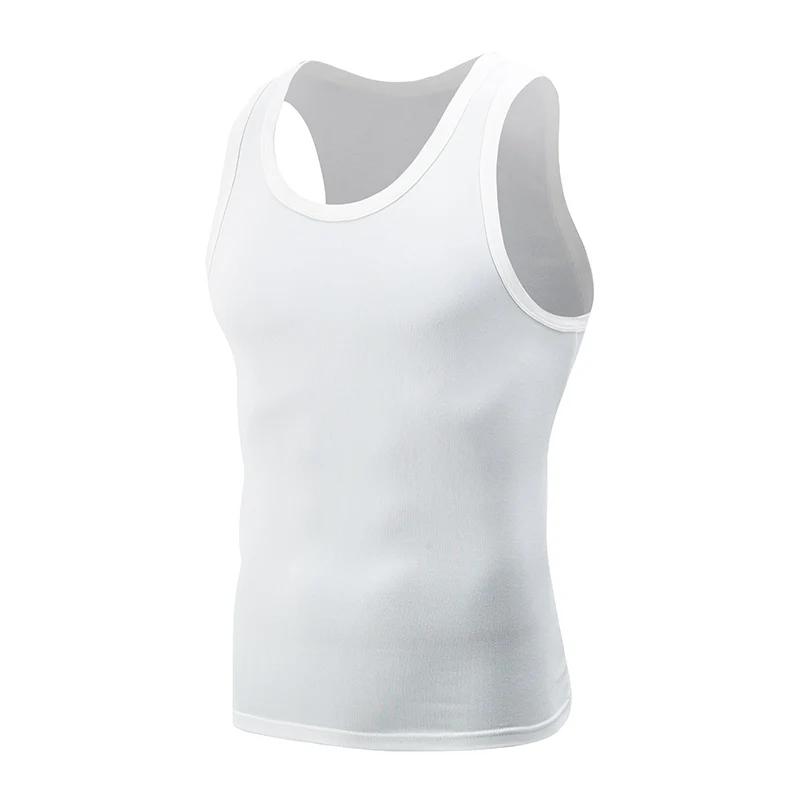 Débardeur Homme 1/3 Noir et Blanc Couleur Unie Épaules Étroites Décontracté Sport Fitness Confortabl