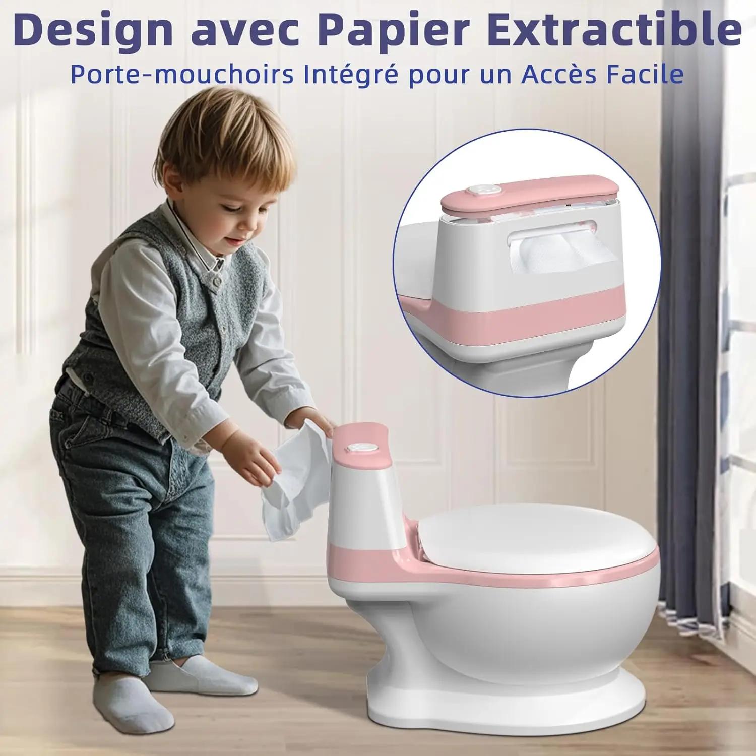 Pot WC Pour Apprentissage De La Propreté - Toilette Bébé & Enfant - Confortable Anti Dérapant Avec B