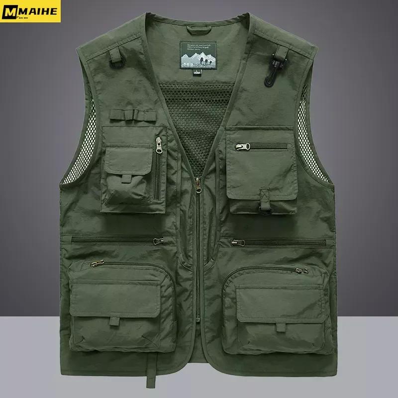Gilet cargo en maille pour homme, 14 poches, nouvelle collection été