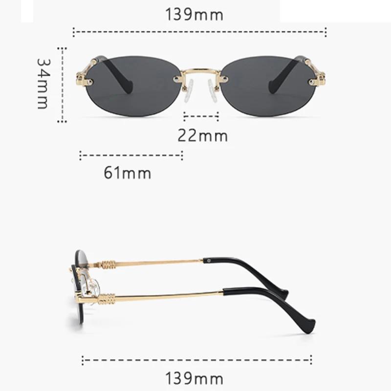 Lunettes de soleil ovales sans cadre, nouvelles lunettes de soleil rétro, tendance, Style Concave, H