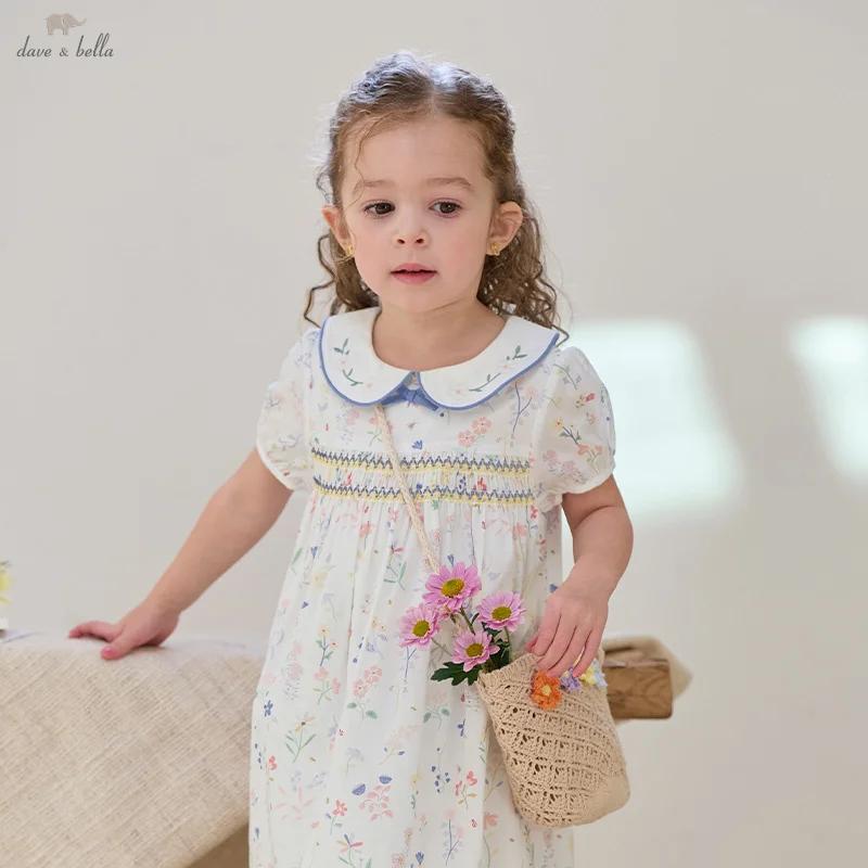 Dave Bella été filles bébé princesse robe charme élégant mignon imprimé fleuri enfants coton robe fê