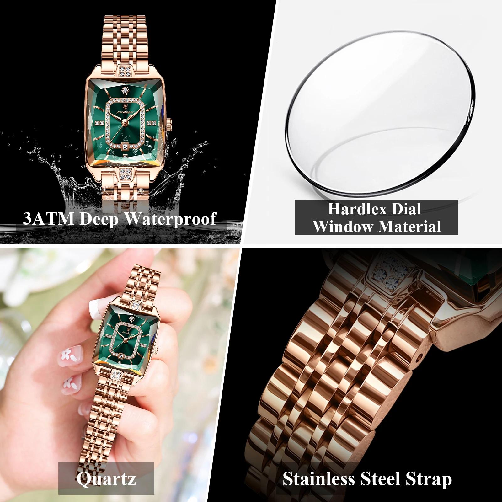 POEDAGAR luxe femme montre étanche Date haute qualité décontracté dames montre-bracelet en acier ino