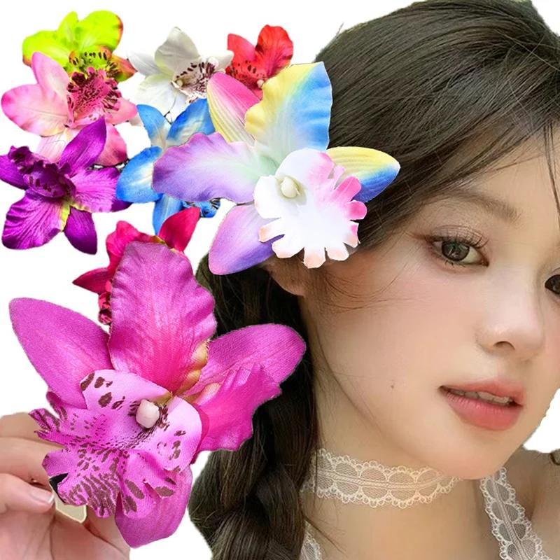 Pinces à cheveux à fleurs d'orchidées hawaïennes, épingles à cheveux pour mariée, Barrettes douces,
