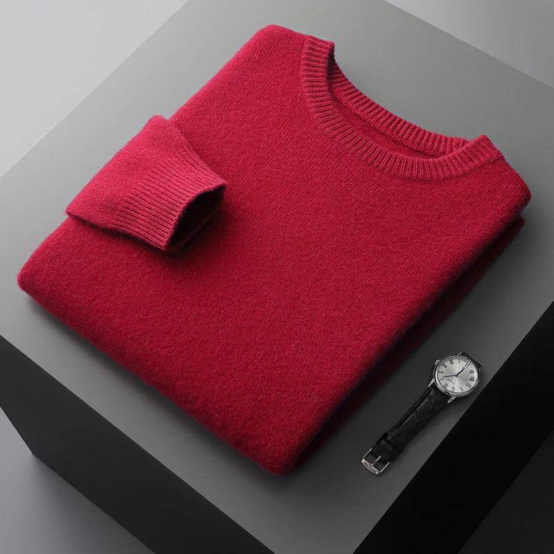 Pull en laine pour hommes, col rond, ample, couleur unie, chemise à bascule épaisse, nouvelle collec