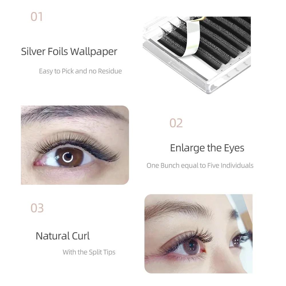 NAGARAKU Livraison Locale UE 5 Boîtes Extensions de Cils Pré-faits en Éventail Forme W Bloom 3D 4D 5