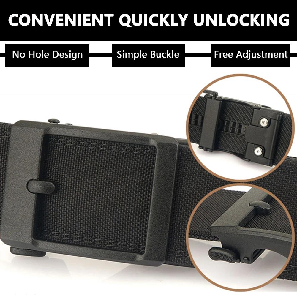 TUSHI 4.3cm ceinture tactique militaire pour hommes boucle automatique en métal épais en Nylon chass