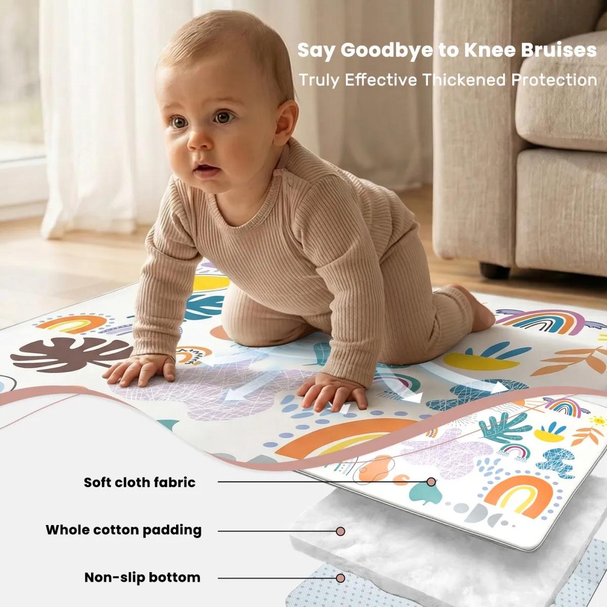 Tapis de jeu pour bébé, tapis de parc rampant, tapis de jeu en mousse épaisse et douce pour bébés et