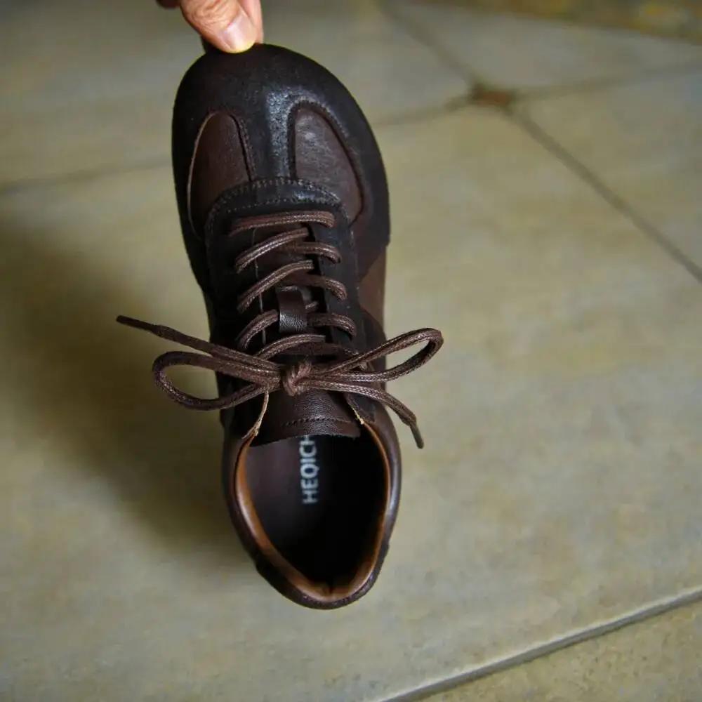 Baskets en cuir véritable pour femmes, en daim naturel, à talon compensé bas, bout rond, à lacets, d