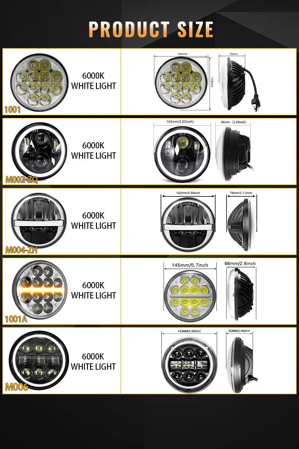 BraveWAY 5.75 pouces LED moto phare moto, 5-3 / 4 lampe pour Harley Sportster Roadster Glide Dyna po