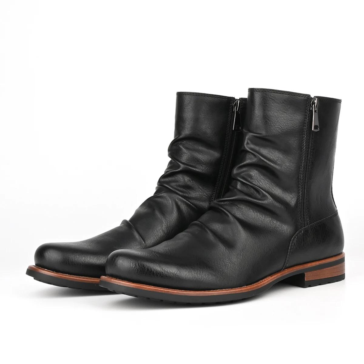 Bottes rétro à talons bas pour hommes, style britannique, décontracté, 03