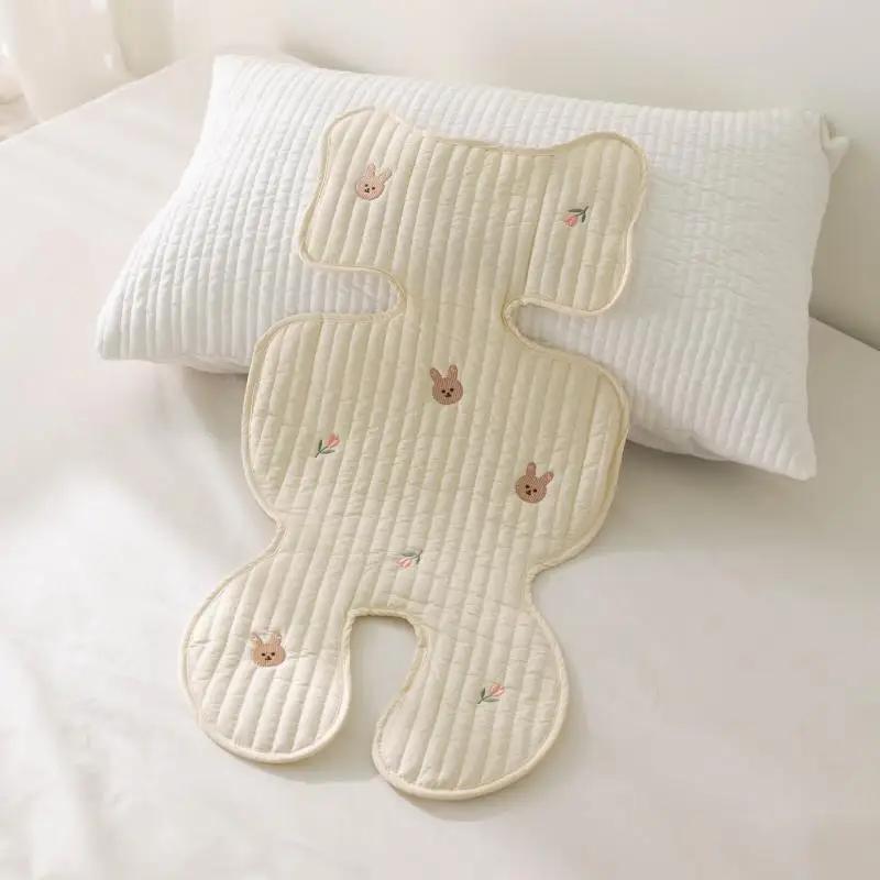 Coussin de siège de poussette pour bébé, ours lapin brodé, toutes saisons, matelas de chariot respir