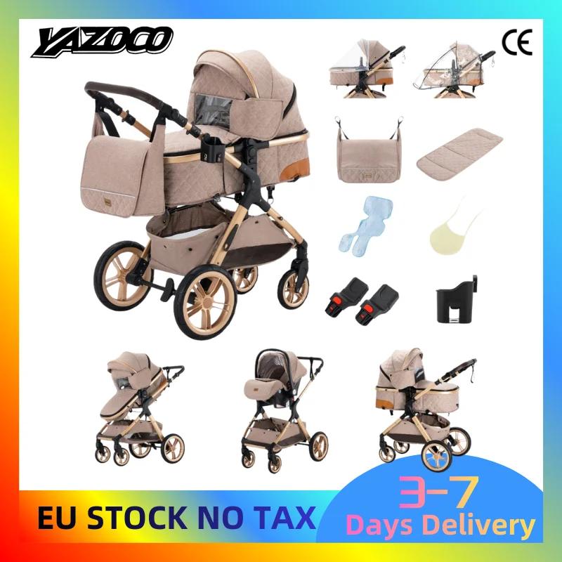 Poussette 3 en 1 pliable voyage avec siège surélevé - Cadre aluminium pour nouveau-né portable compacte