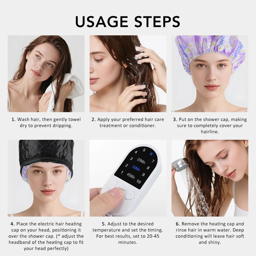 Accueil SPA thermique cheveux vapeur casquette 10 niveaux chauffage masque capillaire revitalisant n