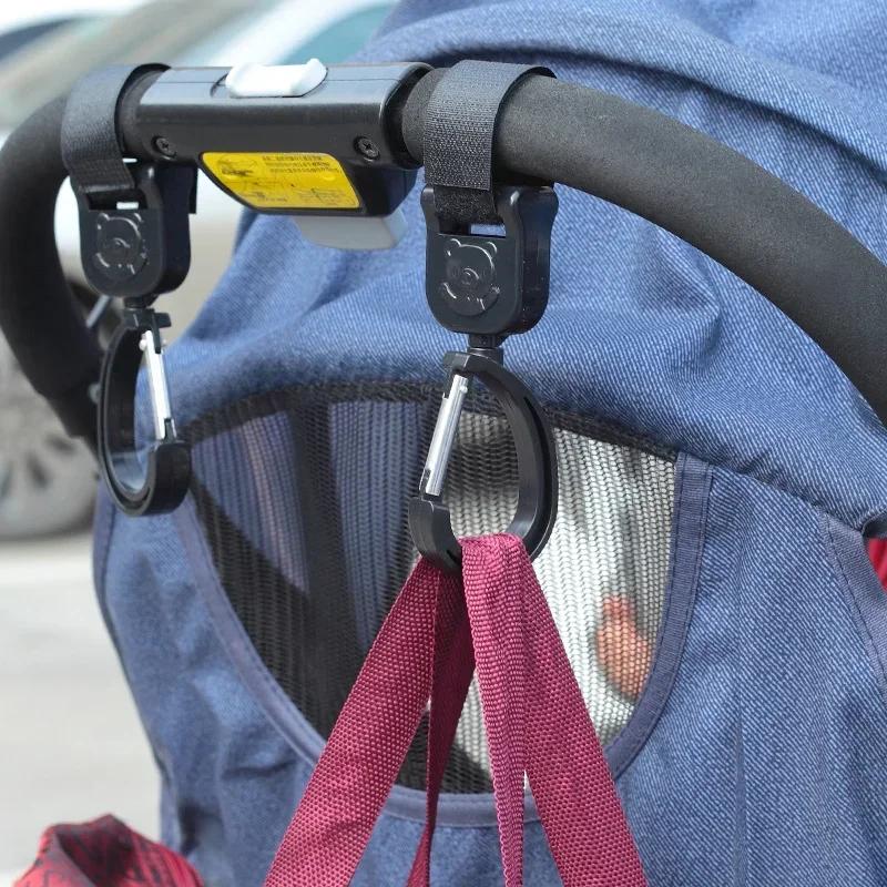 Crochets pour landau de bébé, sac suspendu rotatif à 360 degrés, organisateur de chariot, sac de ran