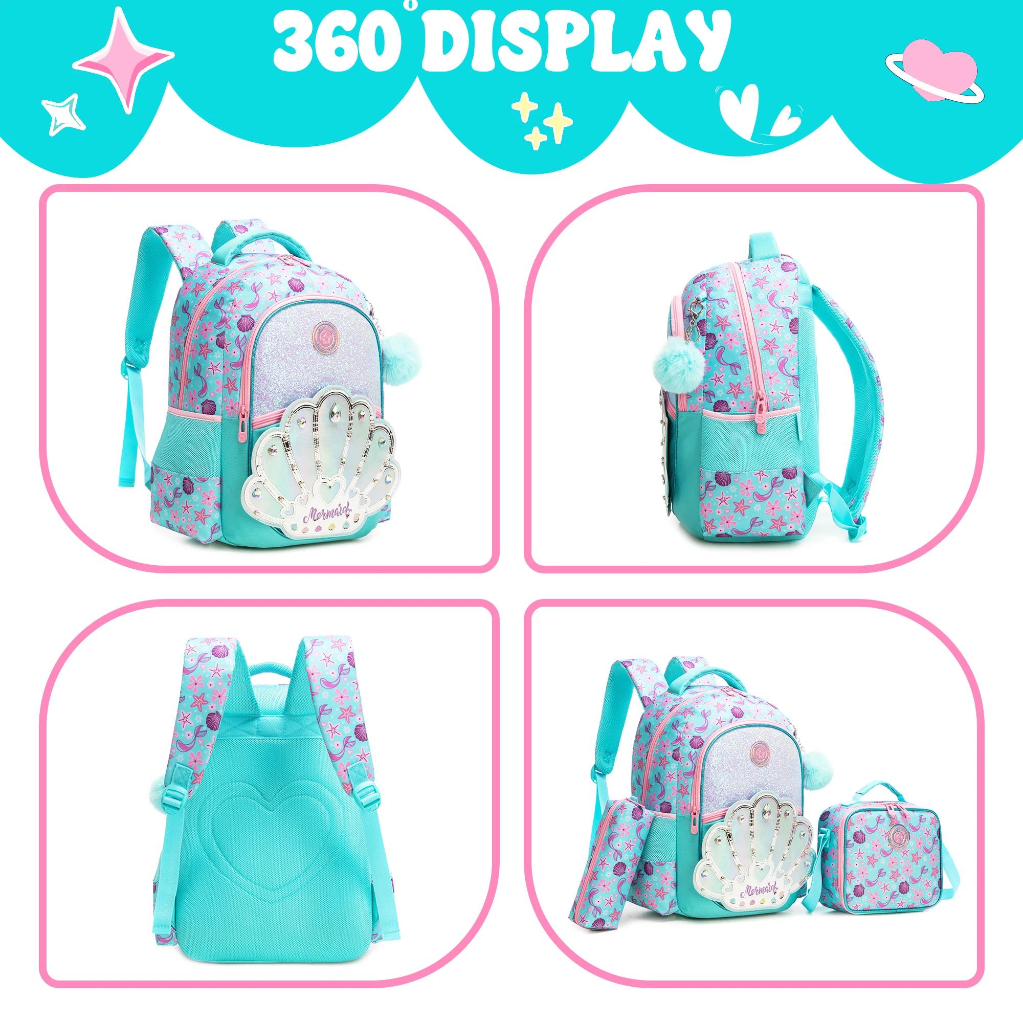 Sacs à dos scolaires Meetbelify pour filles et garçons, sac à dos avec sac à déjeuner pour les élève