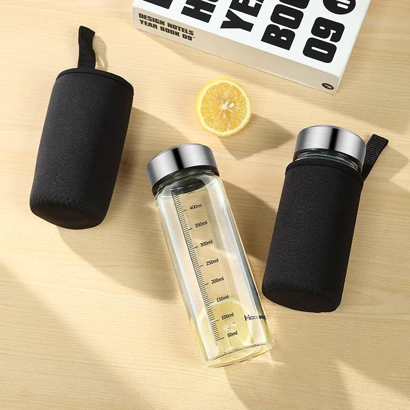 Bouteille d'eau en verre Portable, bouteille de lait chaud, tasse graduée avec couvercle, tasse de t