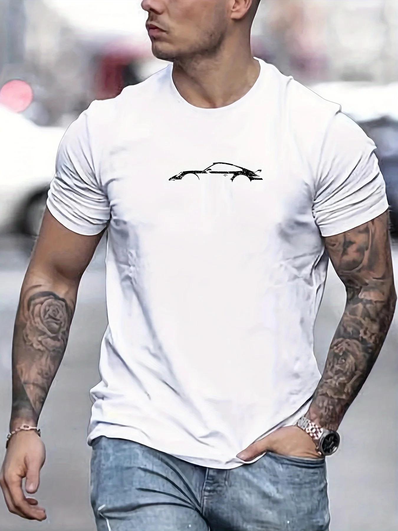 Le T-shirt à motif de voiture rétro pour hommes avec un design de voiture classique convient aux pas