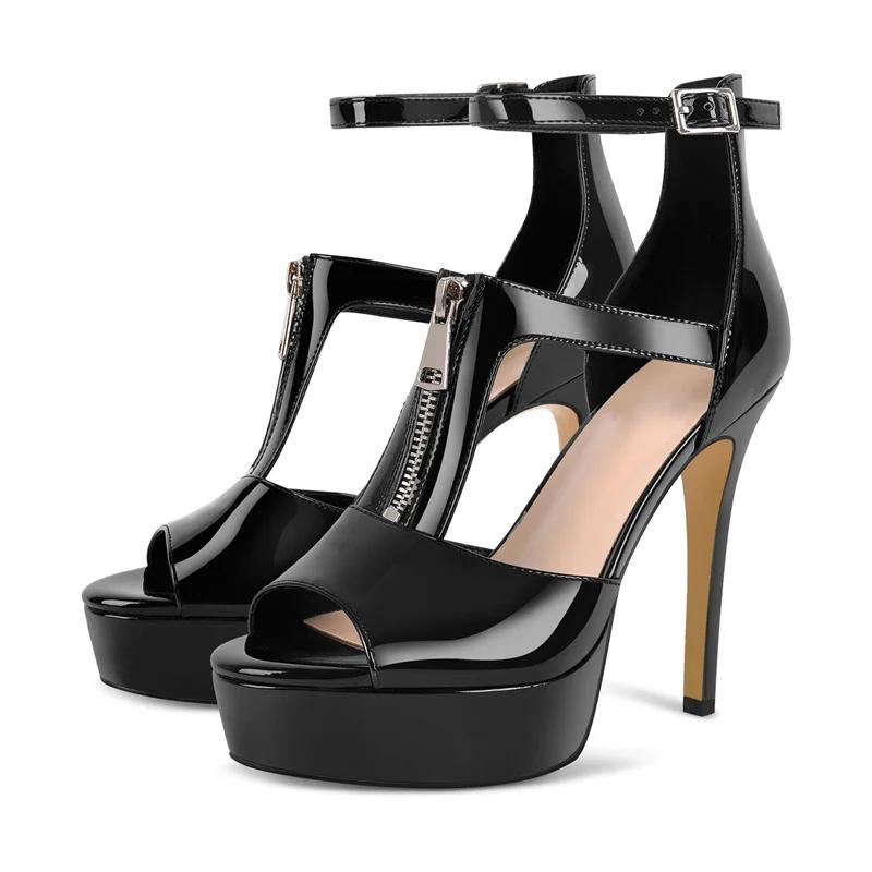Onlymaker femmes Peep Toe plate-forme sandales mince talon haut robe de soirée Stiletto avec fermetu