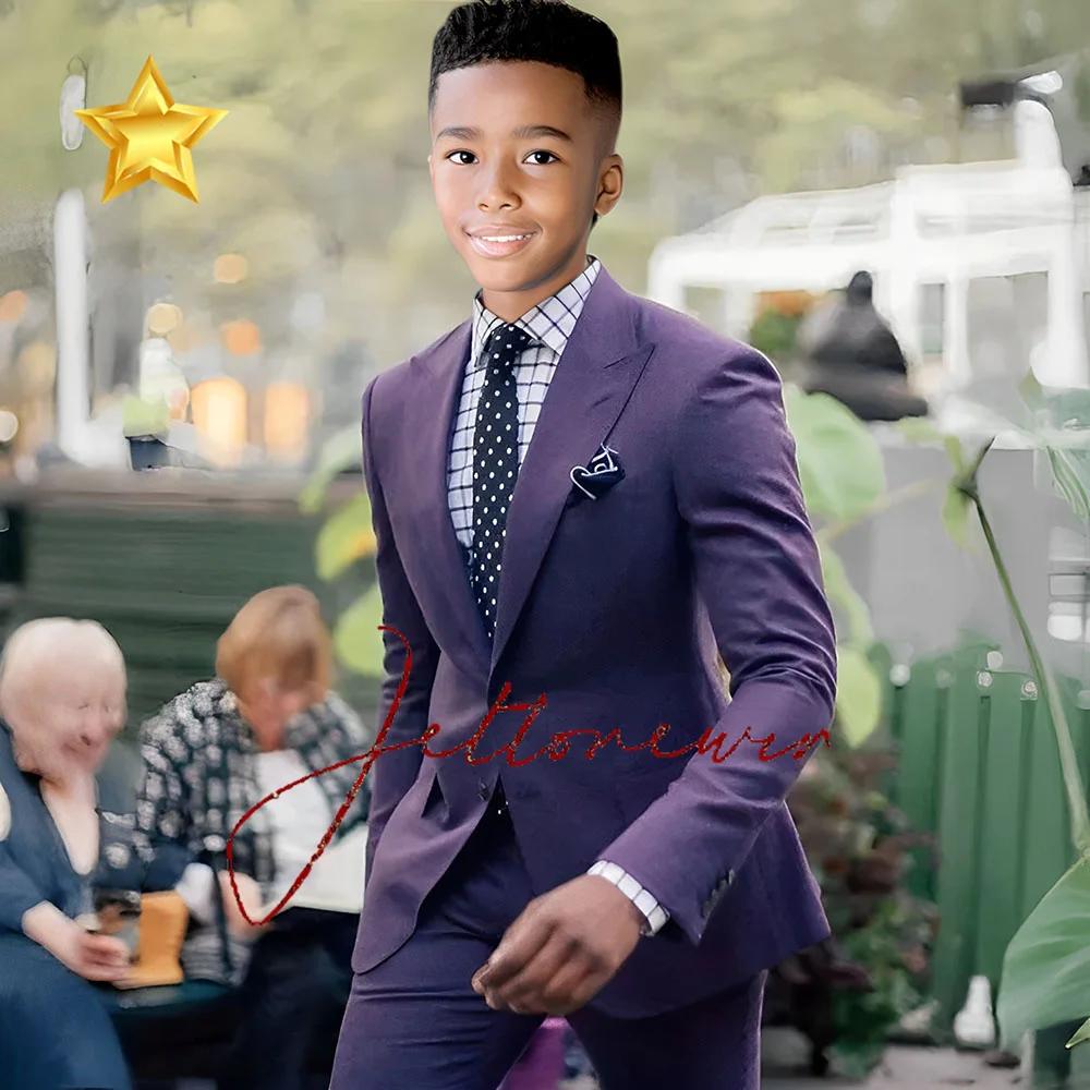 Tuxedos de mariage pour garçon, ensemble de 2 pièces, Blazer de dîner à revers châle (veste + pantal