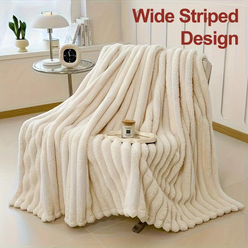 Couverture enfant 150x200cm rayures unies - Drap lit multifonction canapé sieste toutes saisons