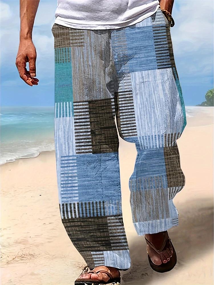 Pantalon de plage décontracté pour hommes, imprimé rétro 3D minable, en Fiber de Polyester, léger, c