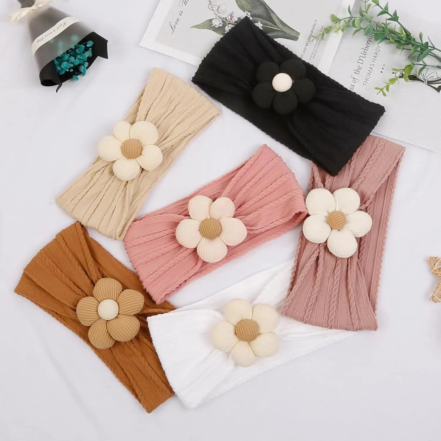 Turban Bebe Fille Bandeau Bebe Fille Bandeau élastique en nylon à fleurs pour filles, turban doux po