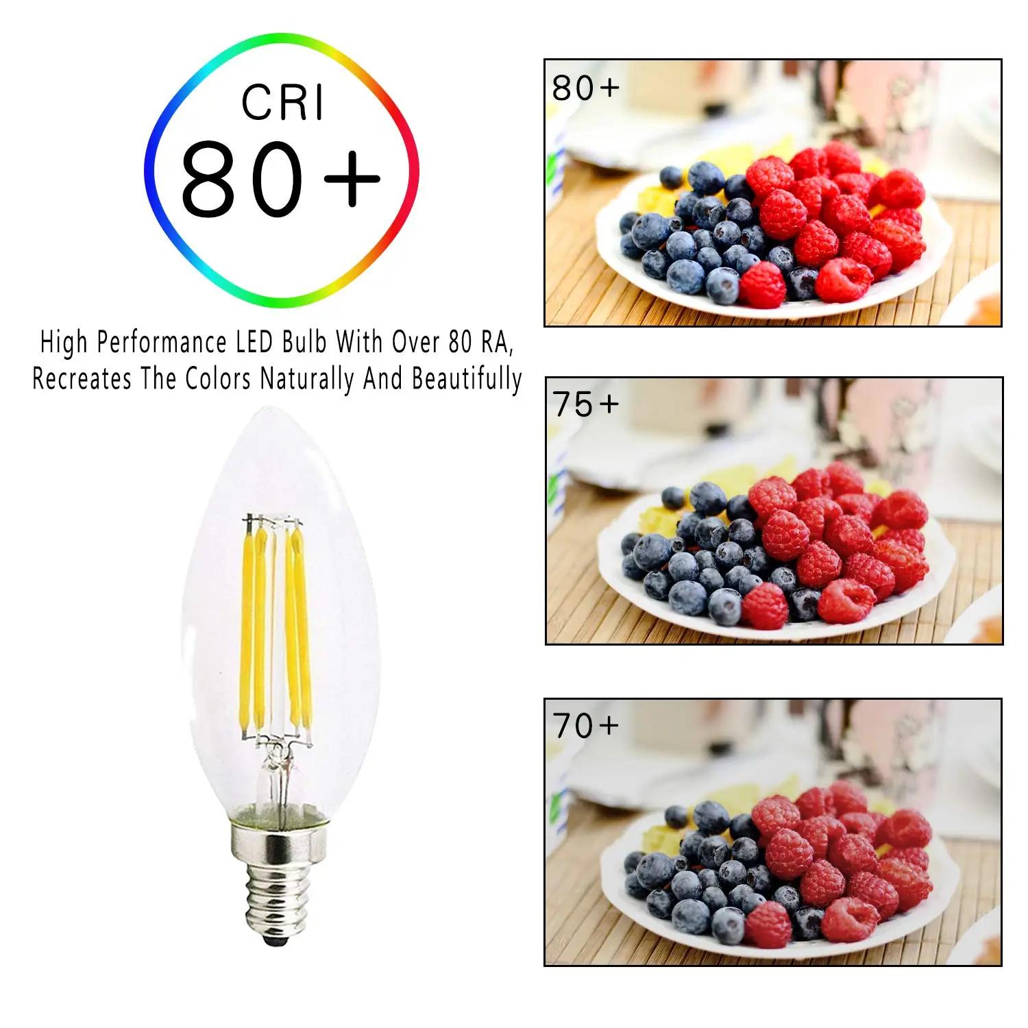 Ampoule Led à bougie C35 E14, Base de candélabre 4W 6W, ampoule Edison à intensité variable 2700K, b
