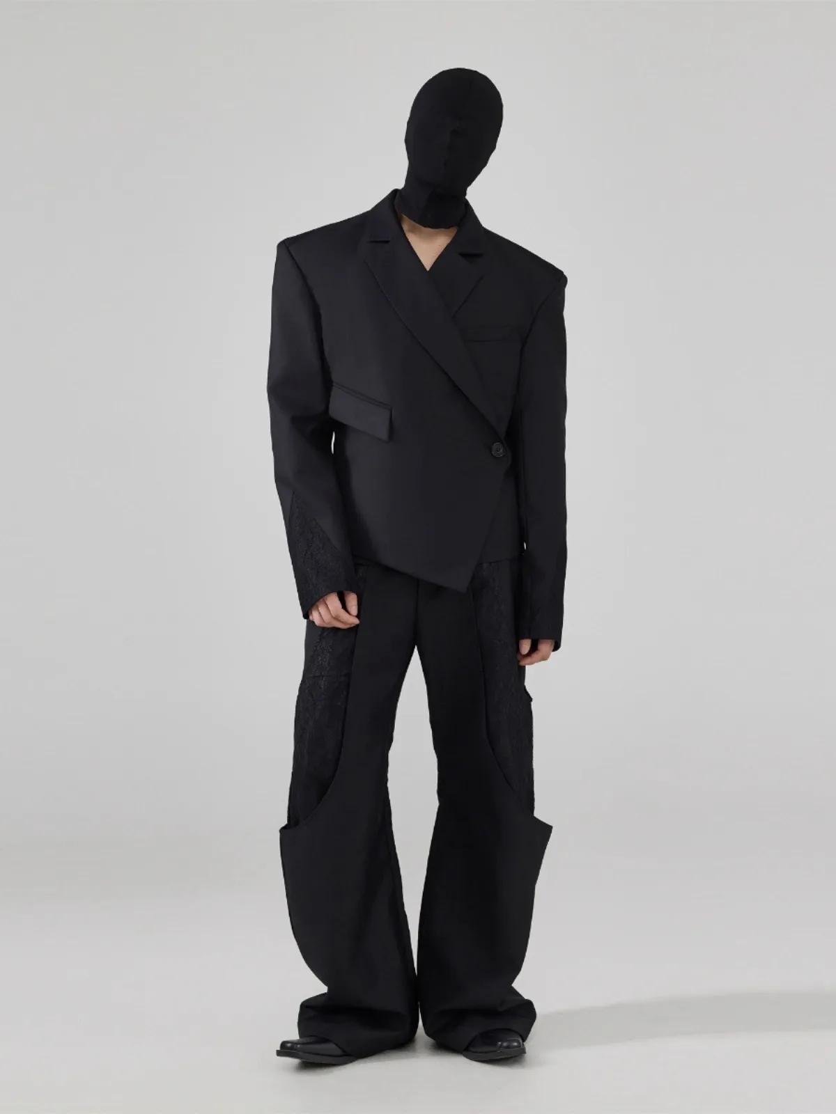Mauroicardi automne court noir ajusté asymétrique Blazers pour hommes épaulettes bouton unique éléga
