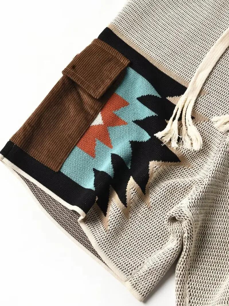 Short vintage américain pour homme, vêtement de plage, fin et respirant, style navajo, avec des docu