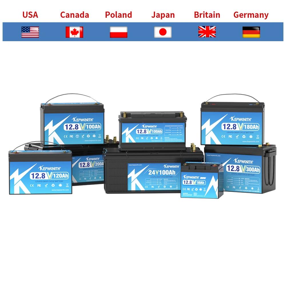 Batterie au Lithium fer Phosphate 12V 24V KEPWORTH LiFePO4 avec BMS 50 100 120 135 300Ah pour voitur