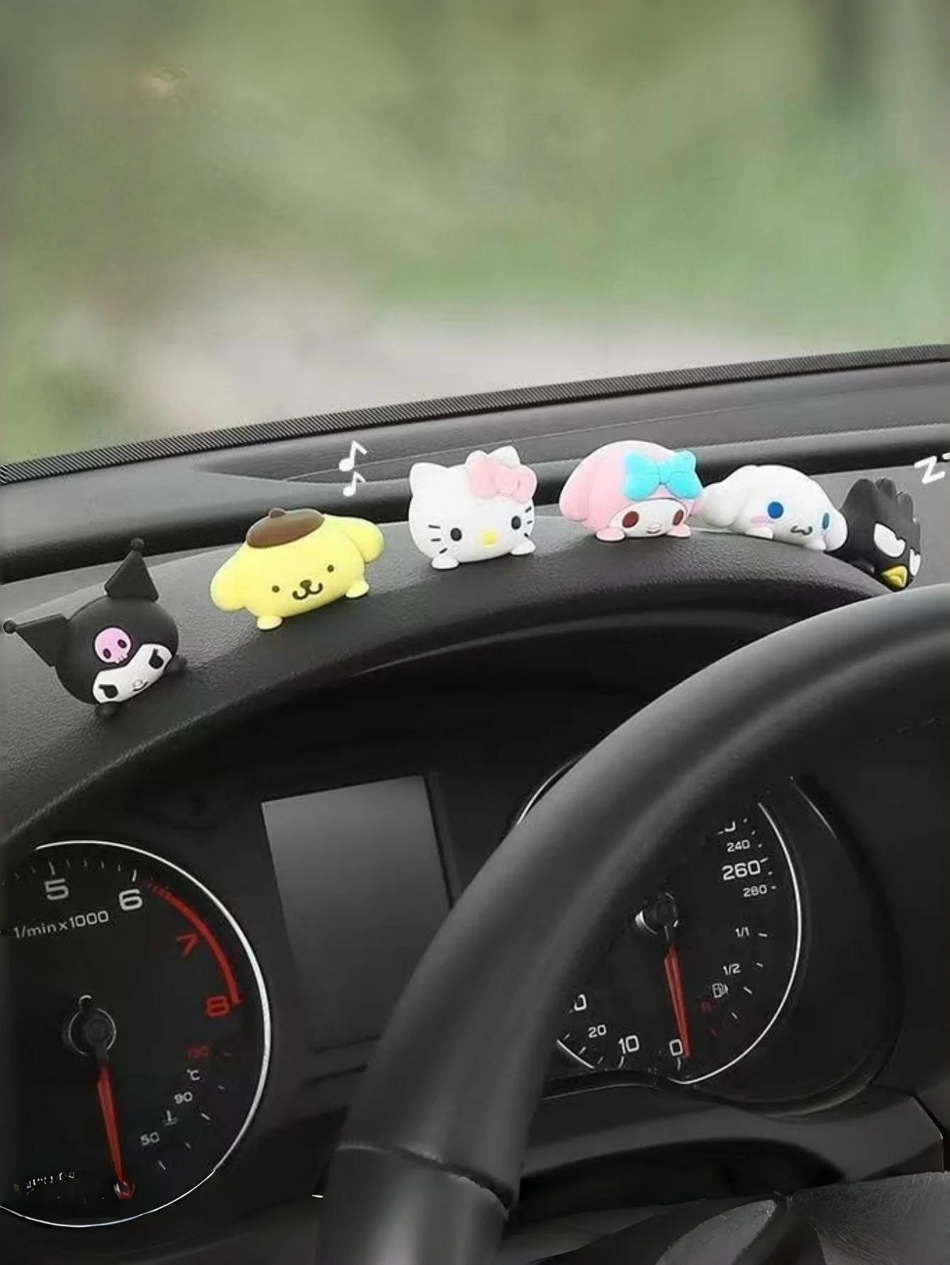 1 pièce Décoration de tableau de bord 3D en caoutchouc mignonne et durable Hello Kitty My Melody Kur