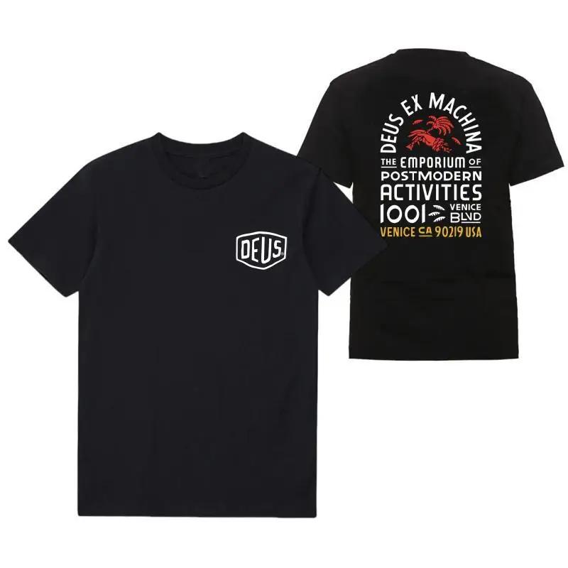 DEUS EX MACHHR-Maillot de football à manches courtes pour homme, haut noir décontracté, t-shirts res