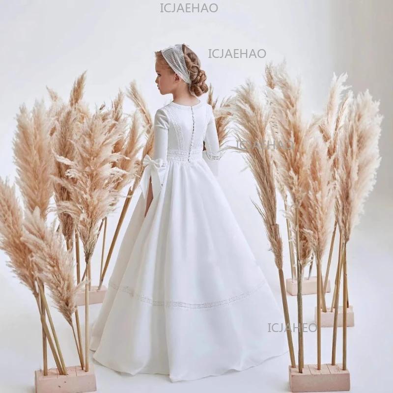 Nouvelle Robe de Mariage à Manches Longues pour Enfants 2026, Robe de Soirée d'Anniversaire pour Fil