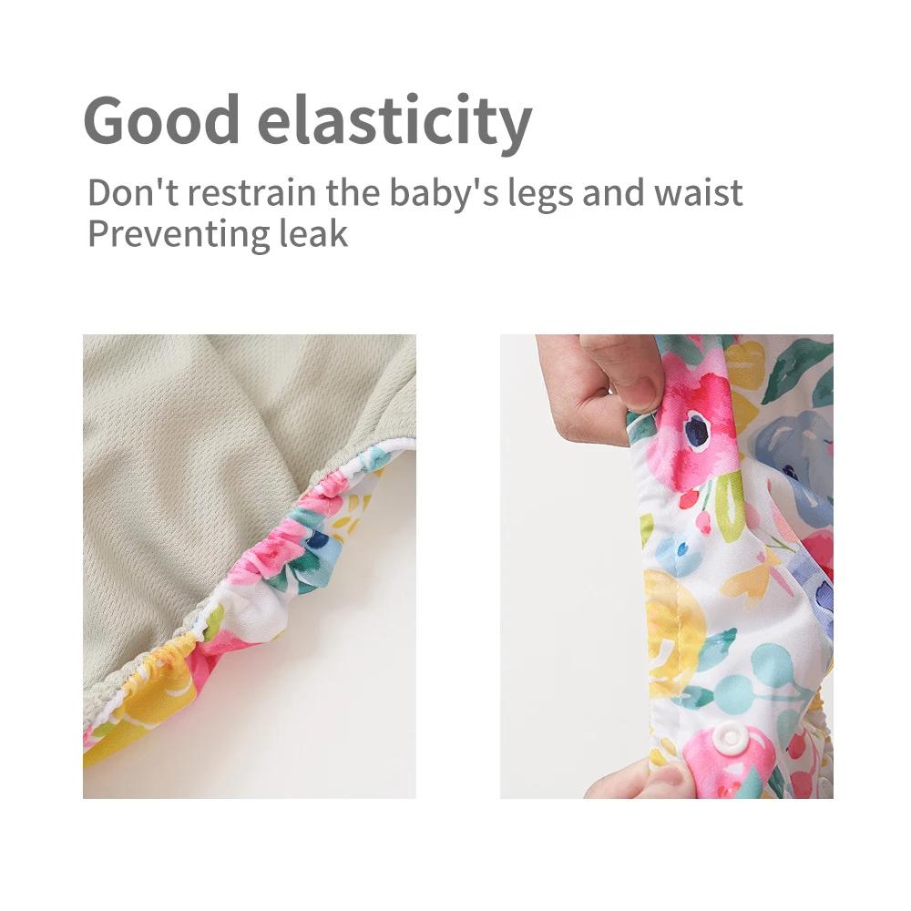 Elinfant – couche-culotte en tissu imperméable pour bébé, avec 4 absorbants, en tissu maille, os int