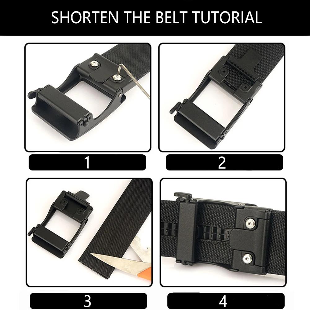 TUSHI 4.3cm ceinture tactique militaire pour hommes boucle automatique en métal épais en Nylon chass