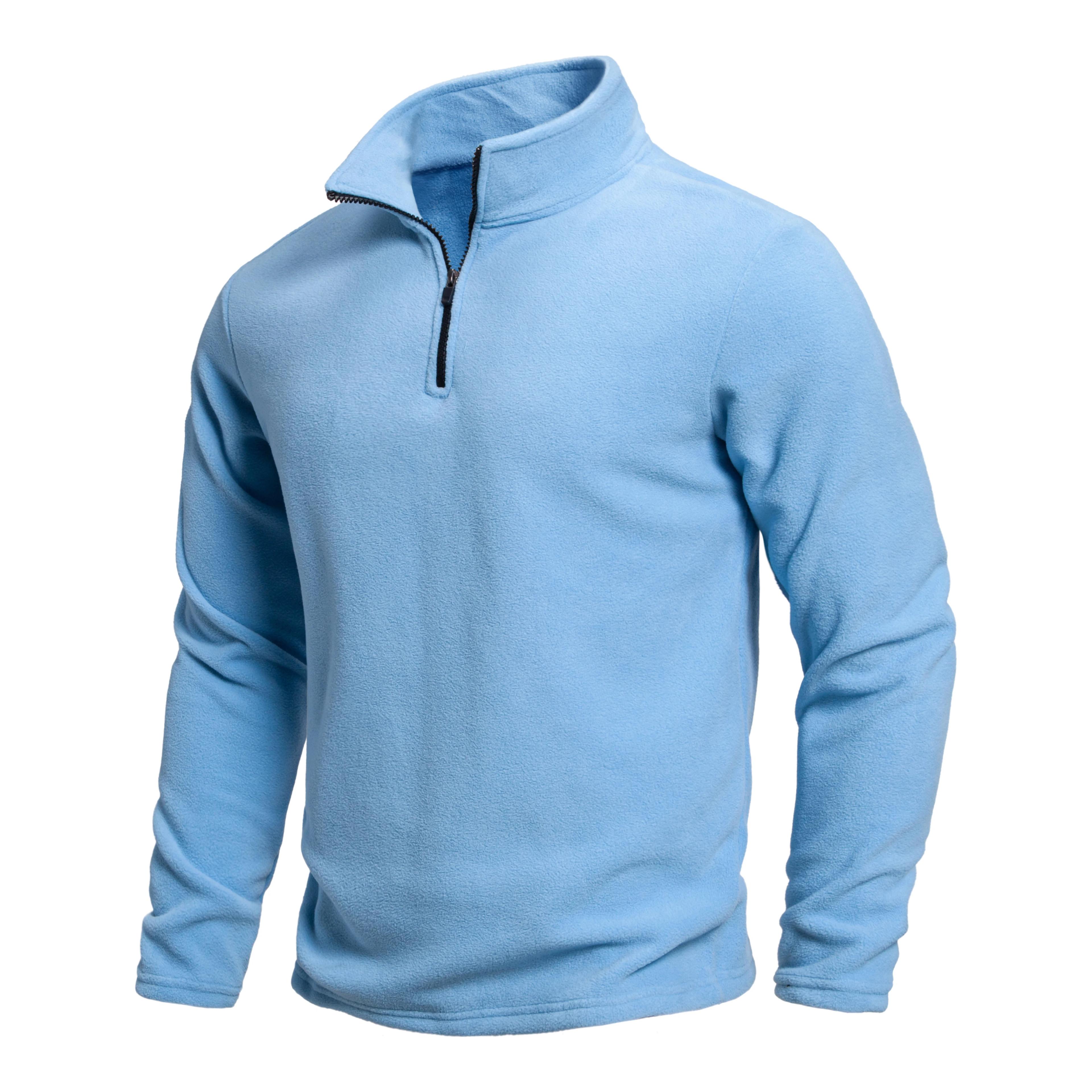 Pull chaud d'extérieur pour hommes, mode hiver, chaud et confortable, demi-fermeture éclair, couleur