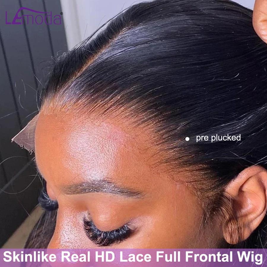 SKINLIKE-Perruque de Cheveux Humains Vierges Lisses, Ultra-Mince HD, Dentelle Pré-Plumée Invisible, 