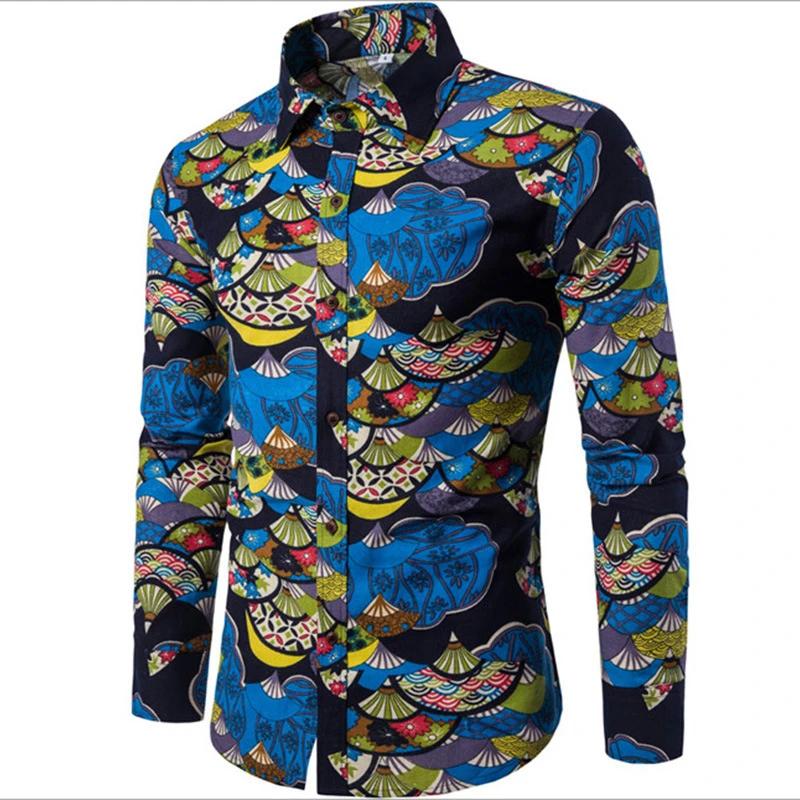 Chemises Baroques 3D pour Hommes, Manches sulf, Chemise Sociale de Luxe, Revers Respiré, Économie en