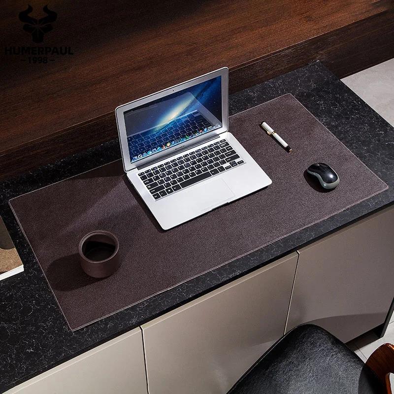 Grand tapis de souris en cuir 100% véritable pour ordinateur de bureau, bureau d'étude, de jeu, coul