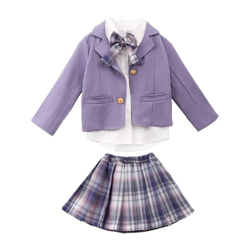 Ensemble trois pièces pour filles, style collège, printemps et automne, nouvelle veste de style étra