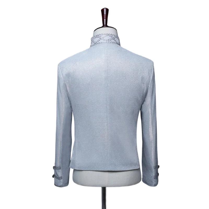 Blazer militaire de cour à fermeture éclair pour hommes, blanc, couleur vive, à la mode, pour Bar, d