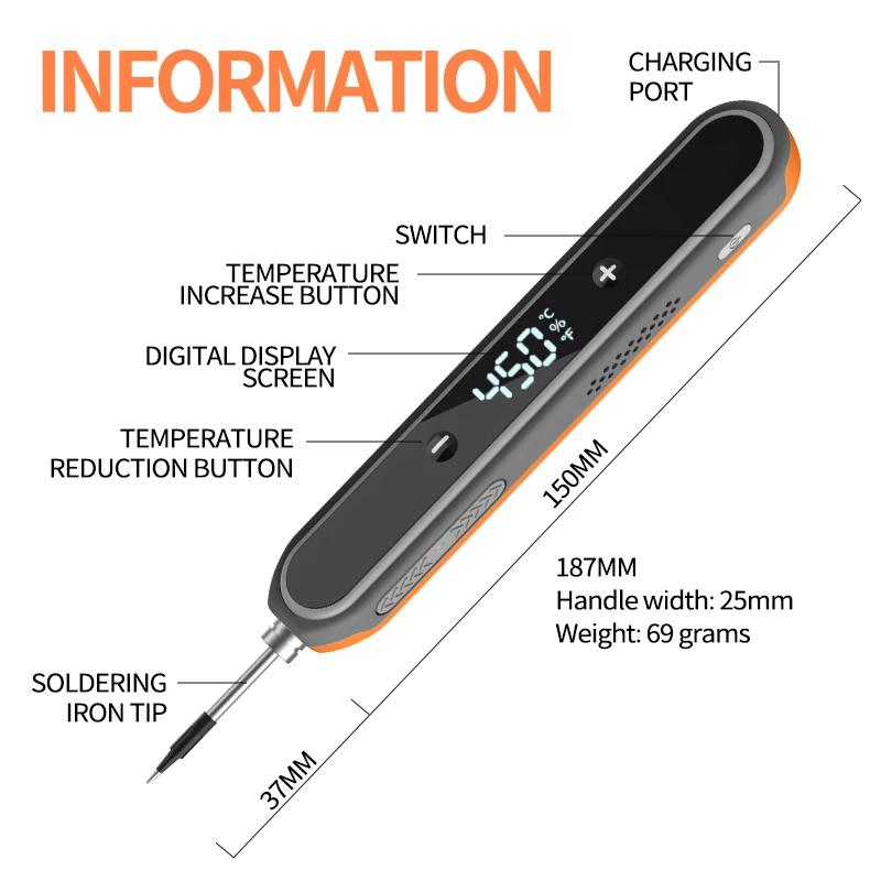 Fer à souder USB JCD portable 5V 15W avec batterie intégrée et contrôle de température à trois nivea