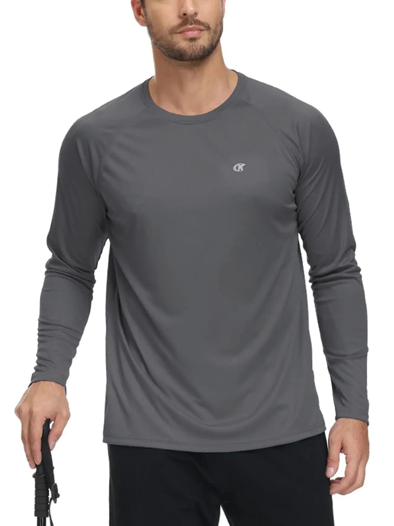 T-shirt à manches longues UPF 50+ pour hommes, haut respirant anti-UV, pull pour la pêche sportive, 