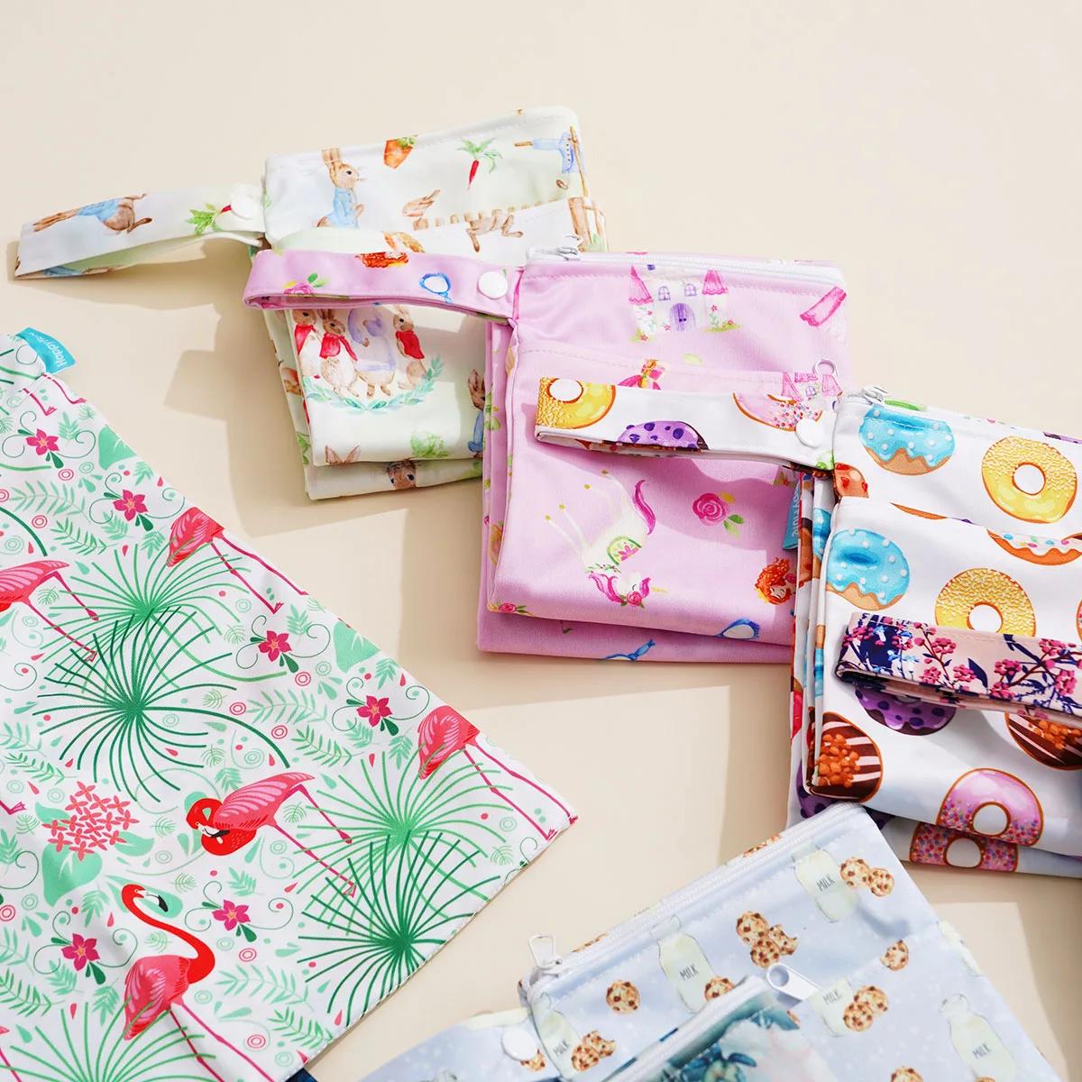 10 sacs de rangement multicolores pour couches lavables - Double ouverture grande capacité