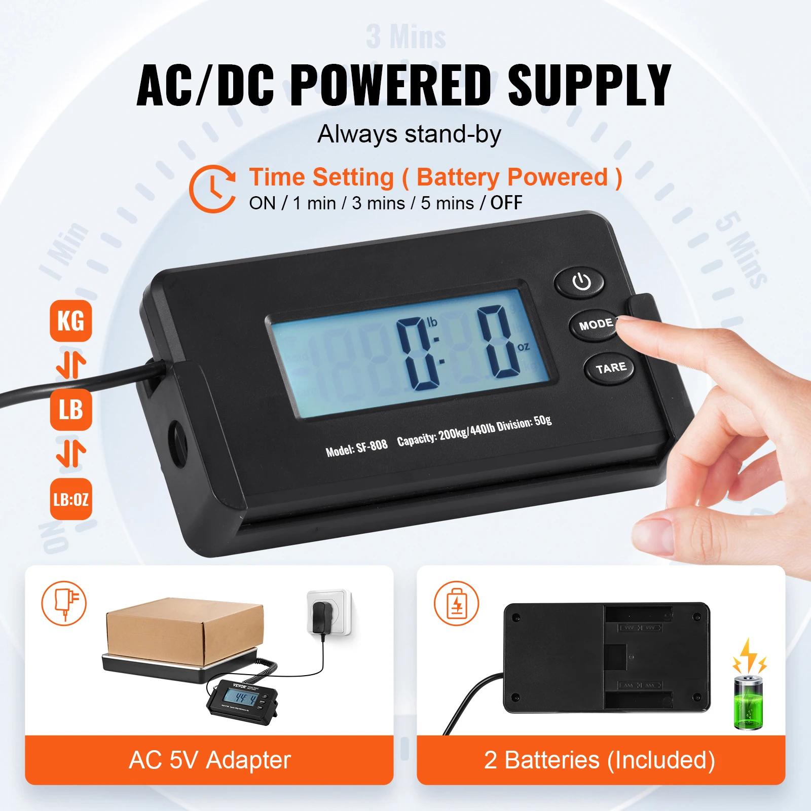 SucceBuy 440lbs balance d'expédition numérique avec minuterie fonction de tara HD écran LCD paquet P